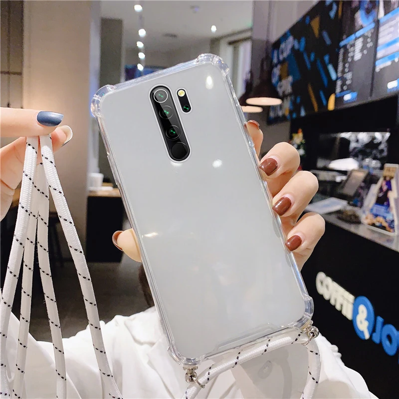 

Luxury Cute Lanyard Silicone Phone Case For Xiaomi Redmi Note 10 9 8 7 Mi 10 9 8 T Lite Pro F2 Ultra-thin Necklace Strap Cover