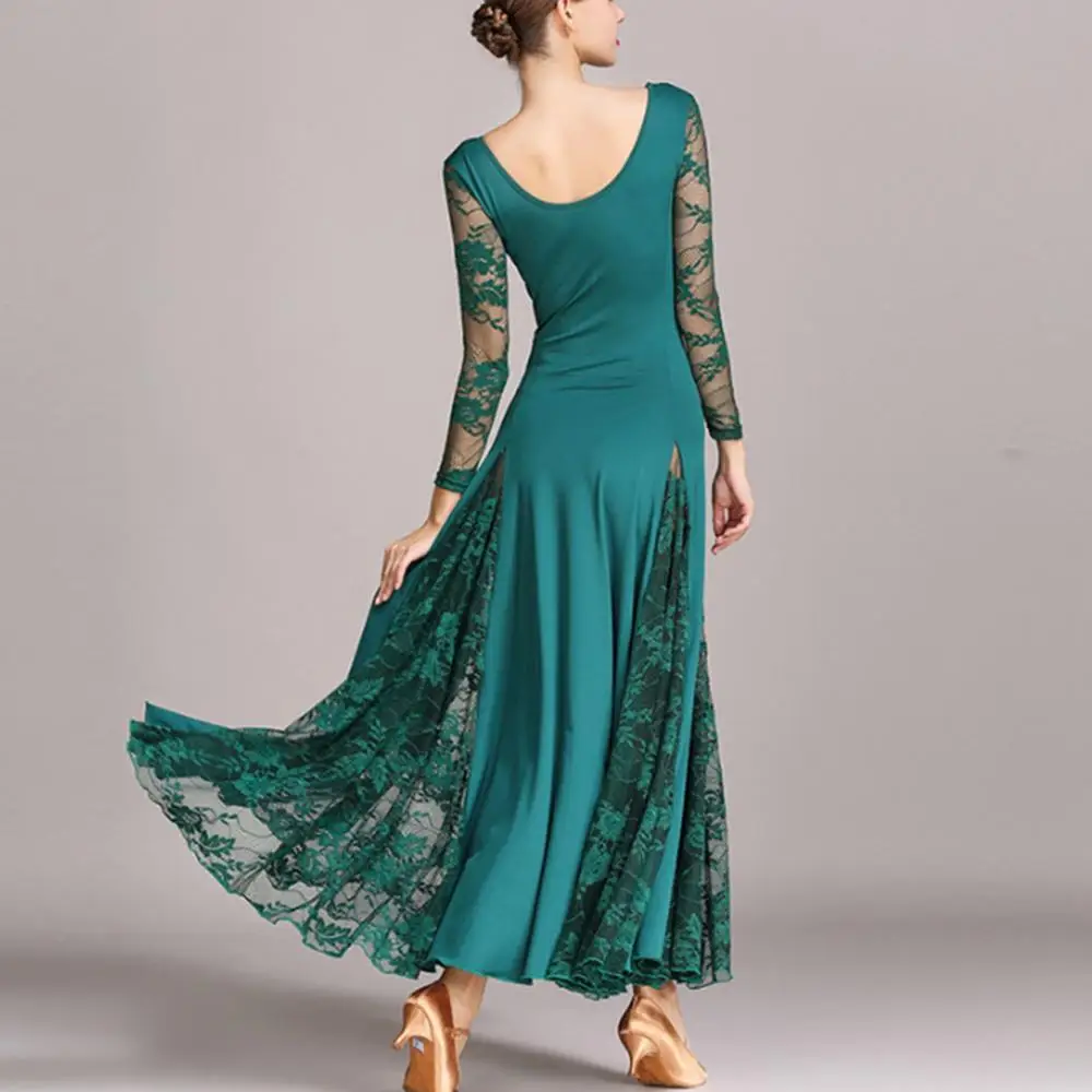 Женские костюмы iEFiEL для танго с длинным рукавом кружевные Комбинированные