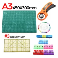 diy cutting kit a3 craft mat rotary cutter measurement ruler quilting ruler patchwork clip pins 6 kinds tailor kit for beginner