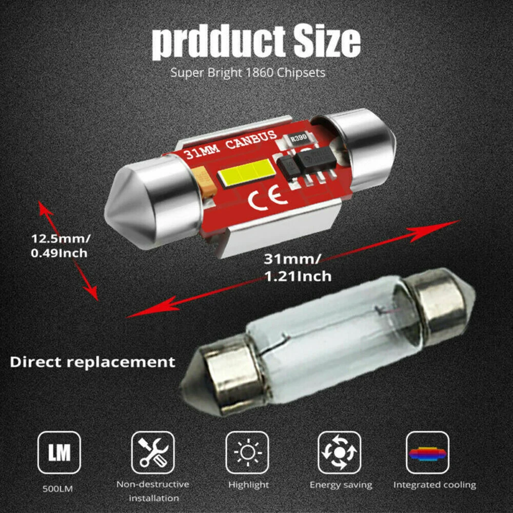 

2Pcs LED Lights White Map DC 12V Replacement Accessories Car Auto Indoor
