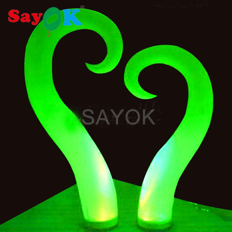 買取 カスタマイズされたインフレータブル形状スパイラルコーンカラフルな Led ライト、インフレータブル柱ベース送風パーティーイベントの装飾