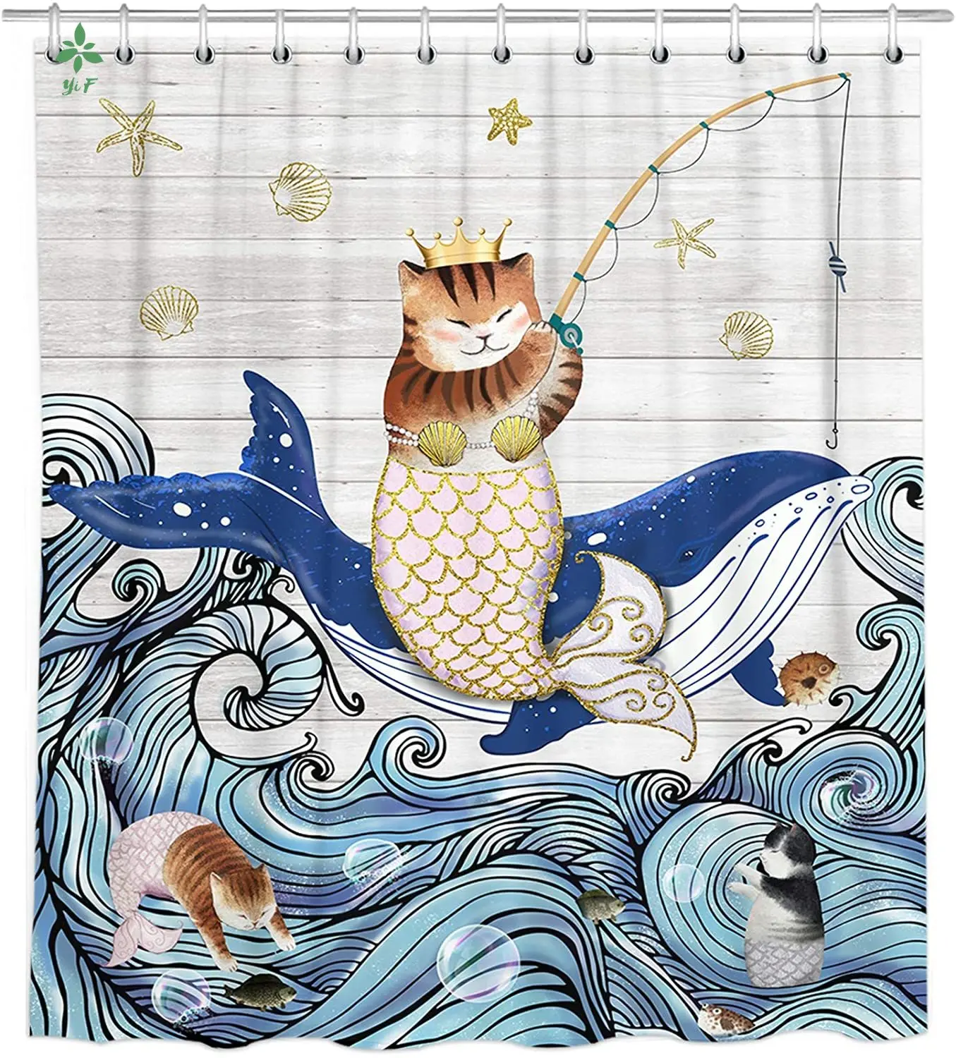 Забавная кошка для верховой езды водонепроницаемая занавеска душа красивый