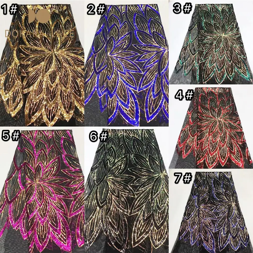 Королевский синий сетчатые кружева с блестками ткани Уникальный дизайн