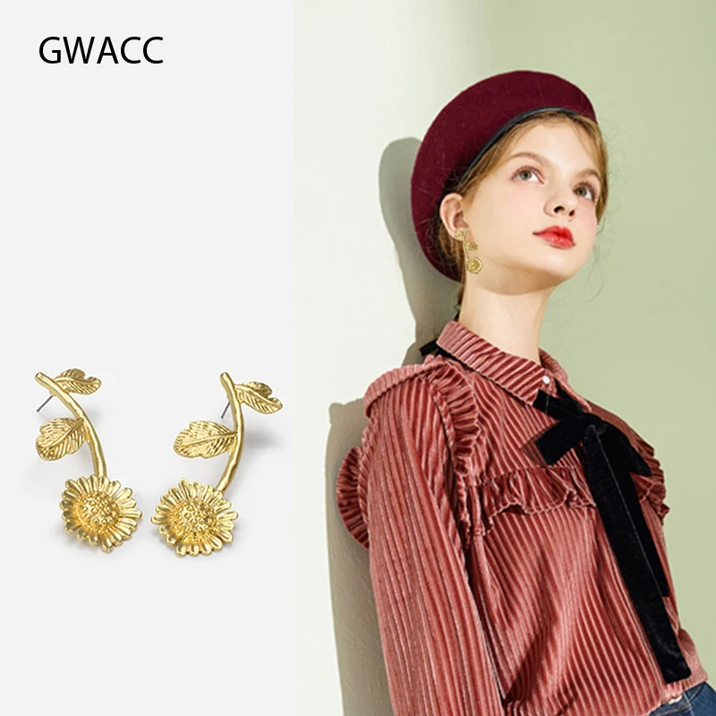 

INKDEW Sunflower Earrings Metal Flower Long Earrings Drop Earrings for Women Girl Gift Party Personality