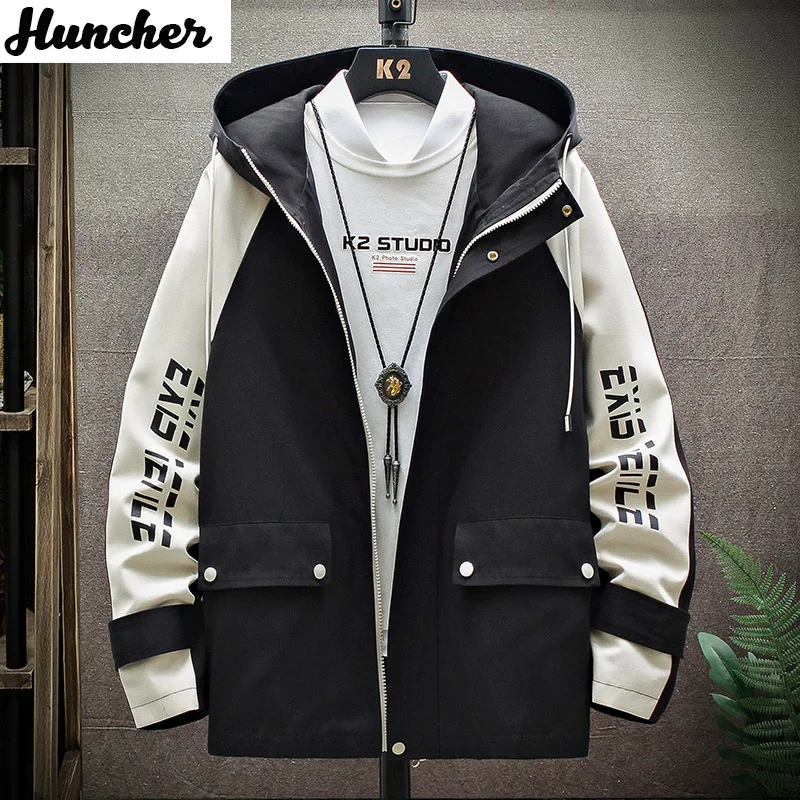 Huncher мужская куртка 2020 карго с капюшоном ветровка Хип хоп Японская уличная одежда