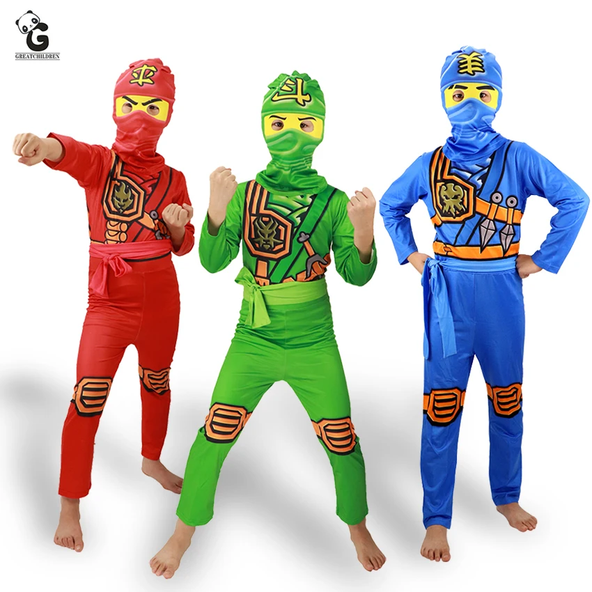 Disfraces de Guerrero Ninja para niños, monos de Anime, Samurai, para Halloween, traje de superhéroe, vestido de carnaval