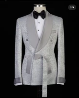 fashion silver grey men suits one pieces shawl lapel designer wedding tuxedos mens jacket