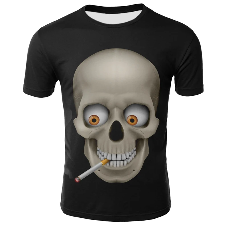 

2021 nova masculina de vero crnio impresso masculina de manga curta camiseta 3d casual respirvel camiseta e camiseta tamanho