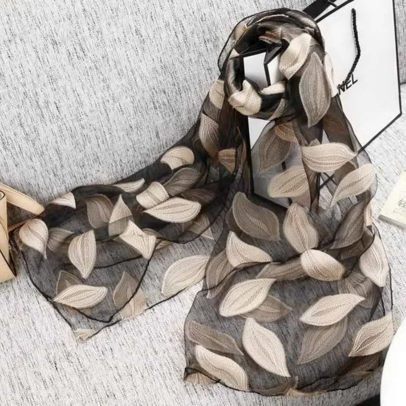 90 180 см Женский Искусственный шелковый шарф с цветочным узором шарфы для девочек