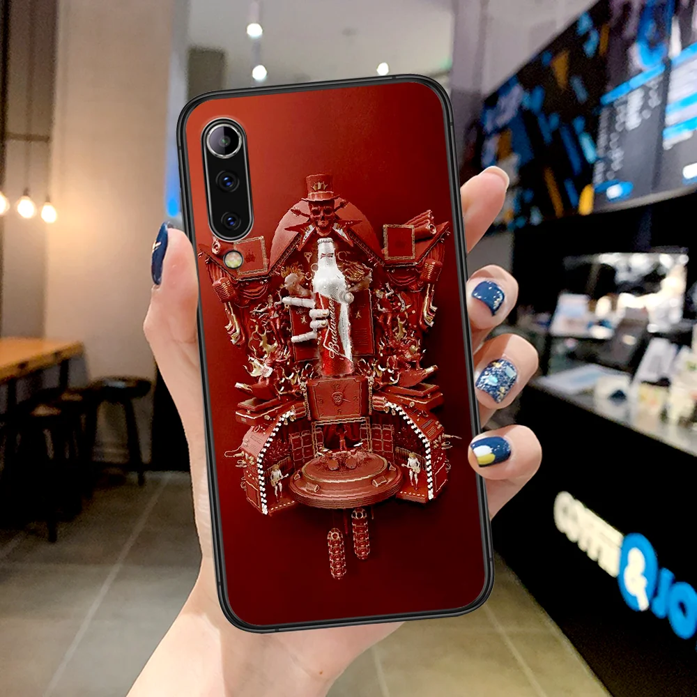 

Budweiserr Beer Phone Case For Xiaomi Mi Note 10 A3 9 MAX 3 A2 8 9 Lite Pro Ultra black Coque Painting Cover 3D Etui Luxury Cell