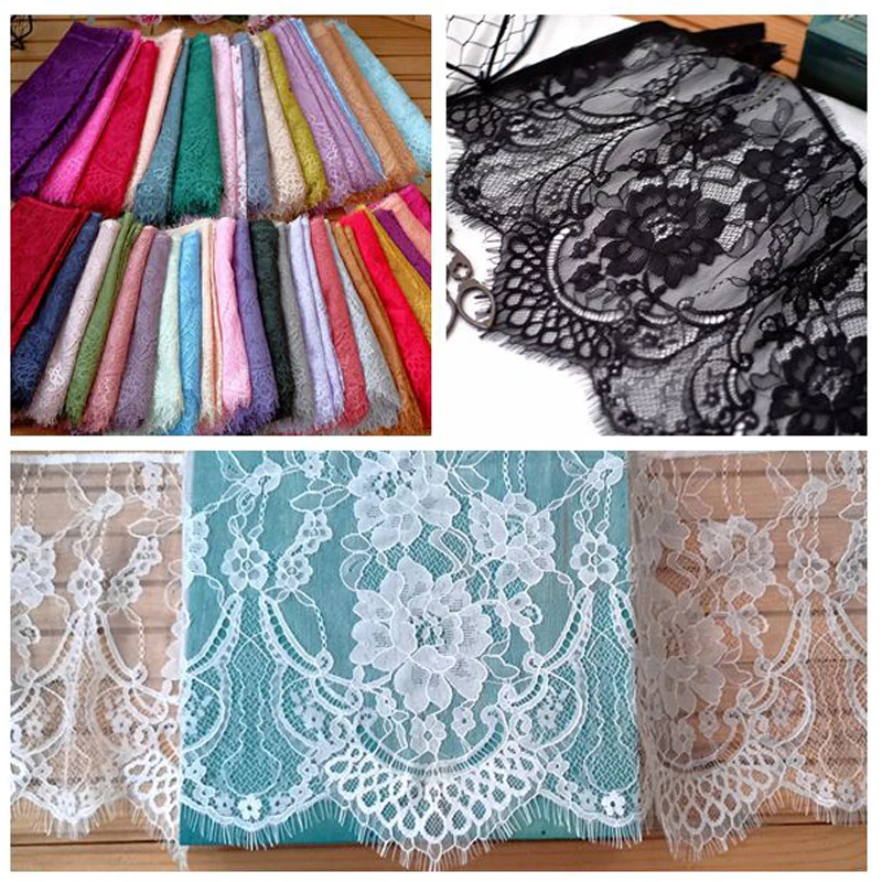 26cm Wide Eyelashes Lace trim Flower Unilateral Wave Fabric Handmade DIY Clothing Wedding Dress Skirt Accessories 1.5Meters | Дом и сад
