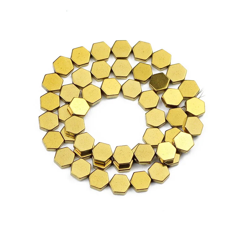 

Blue,Gold,Purple Hematite Natural Stone 4/6/8MM Flat Hexagon Spacer Loose Beads For Jewelry Making Diy Bracelets Accessories 15"