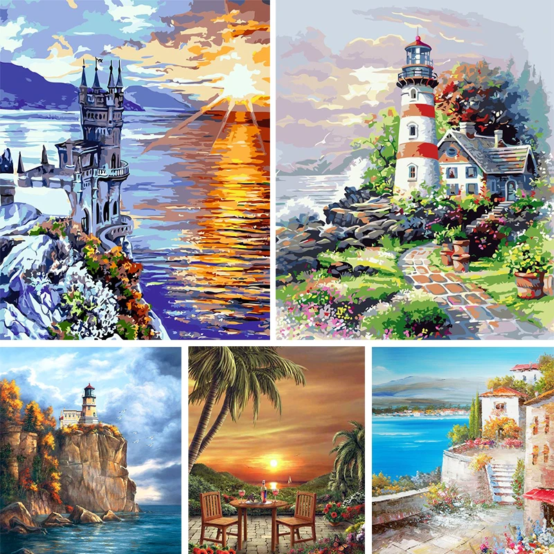 Сделай Сам ручная краска Картины Морские накидки масляная ing по номерам