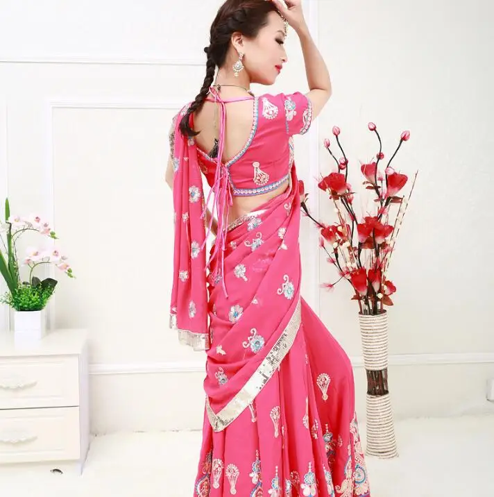 Женский костюм для выступлений в индийском стиле Lehenga Choli комплект из четырех