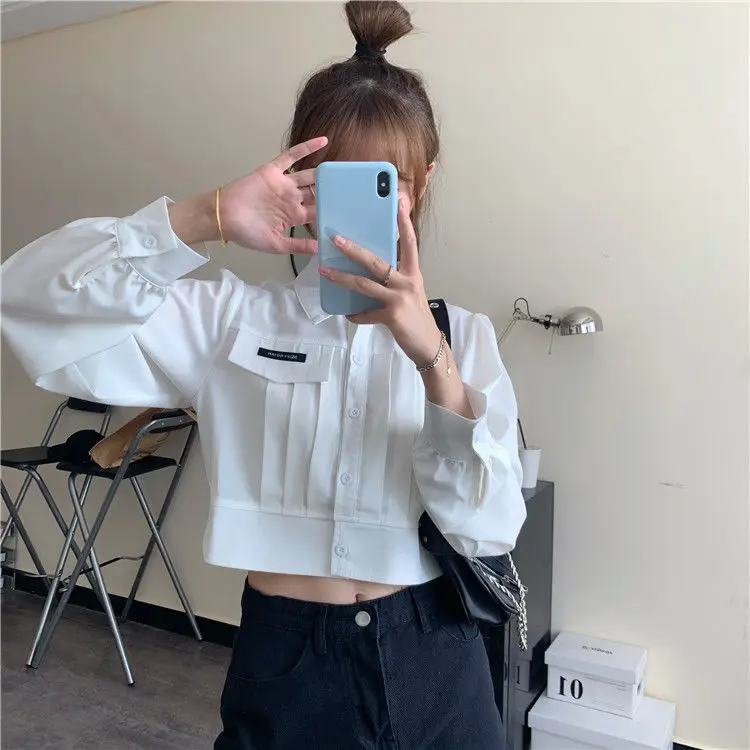 

Sugar Korean 2021 New Small Design White Shirt Top Couple Clothes Sweet Collection Women