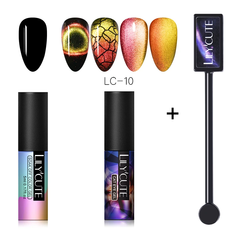 3pcs 10 LILYCUTE 9D Auroras ногтей Гель-лак «кошачий глаз» Гель-лак для использования с магнитом звездное небо замочить от УФ Магнитный Гель-лак для ногтей 5 мл - Цвет: 3pcs 10