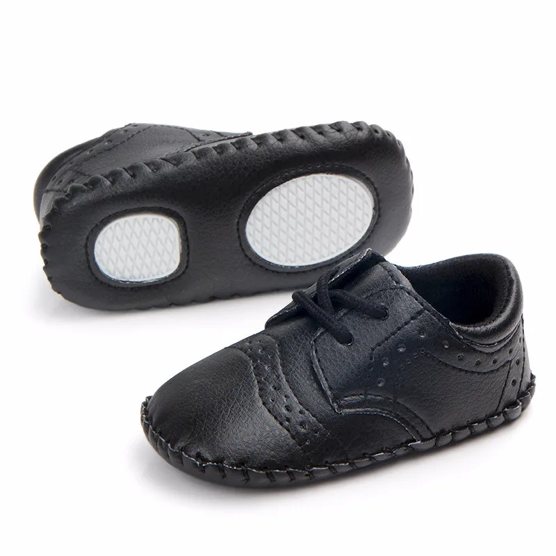 New Autumn Winter Baby Boys First Walkers Lace-Up PU Leather Newborn Shoes Antislip Infants Casual |