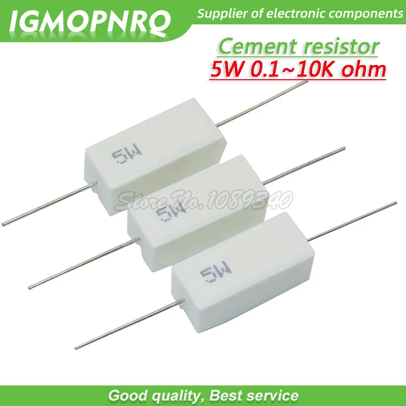 10 шт 5W 10W BPR56 цемента сопротивление 0,1~ 10k ohm 0.33R 1R 10R 100R 0,22 0,33 1 10 100 1K 10K ohm резистор для цемента