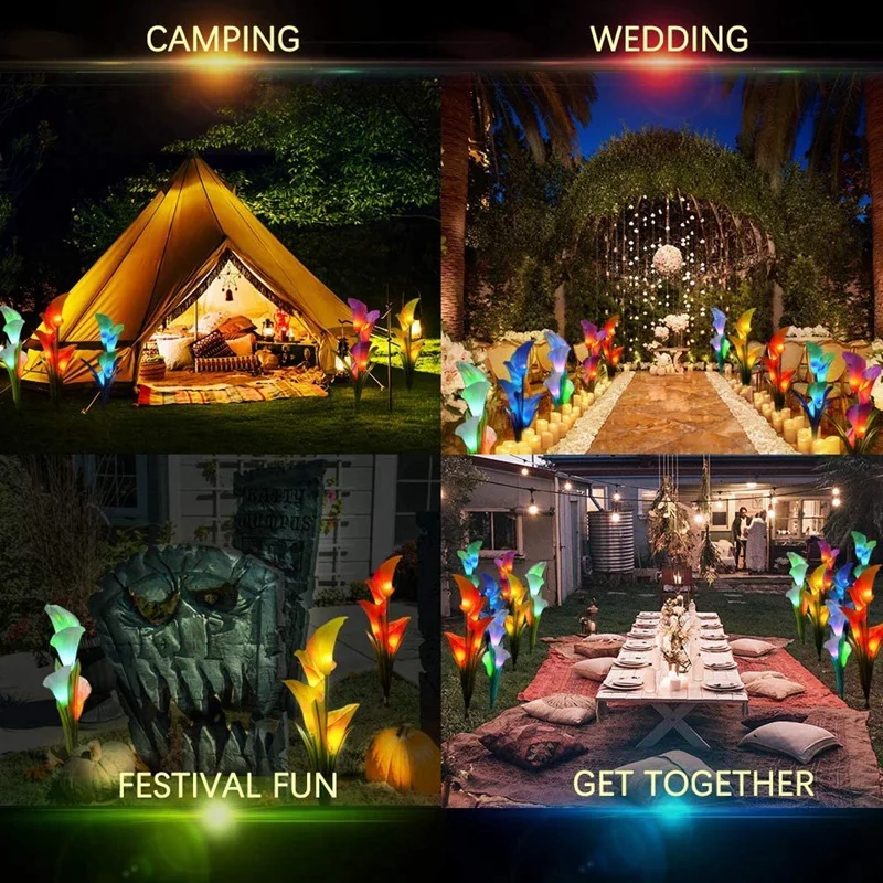 

Solar Light Outdoor Garden Flower Light,Multicolor LED Calla Lily Solar Light,for Courtyard,Lawn,Garden Decoration 4Pcs