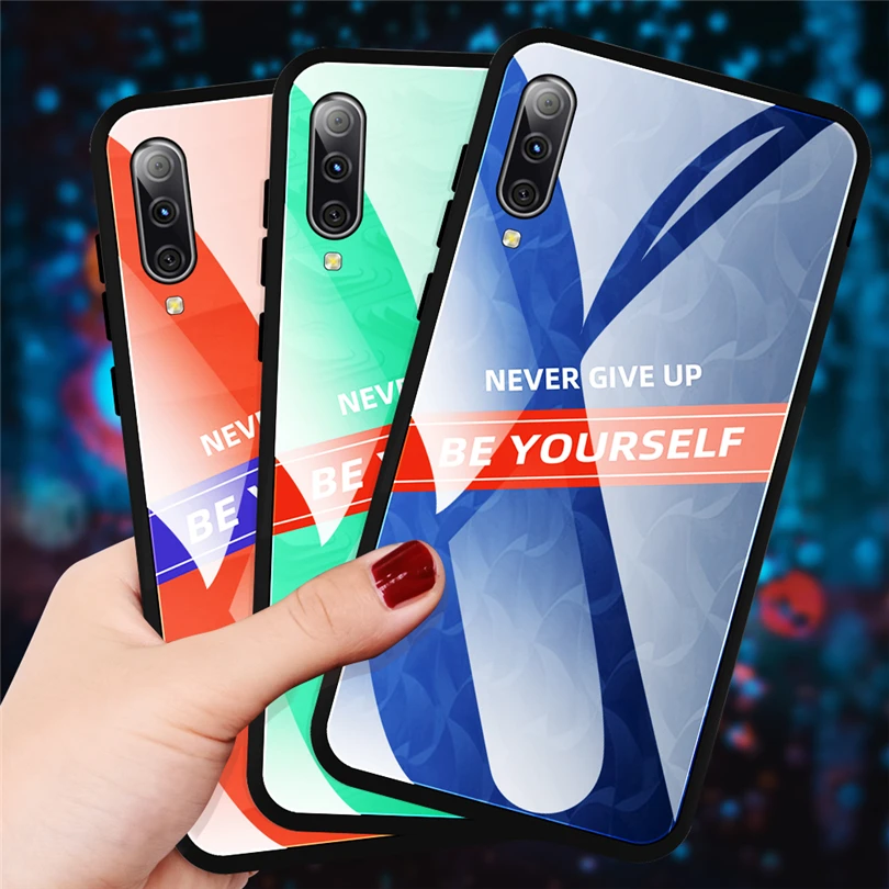 9H твердость чехол для телефона Samsung A10 A20 A30 A50 A70 градиент закаленное стекло задняя
