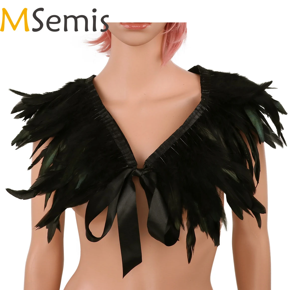 Женский воротник палантины со съемными лентами из натурального пера накидка на