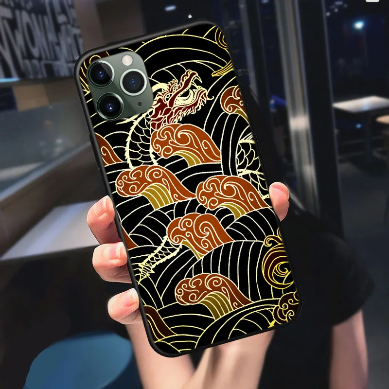 

Fashion Vintage Chinese Dragon Phone Case For iPhone 12 11 Pro XS Max X XR 6 6S 7 8 Plus SE 2020 12Pro Max 12Mini Silicone Cover