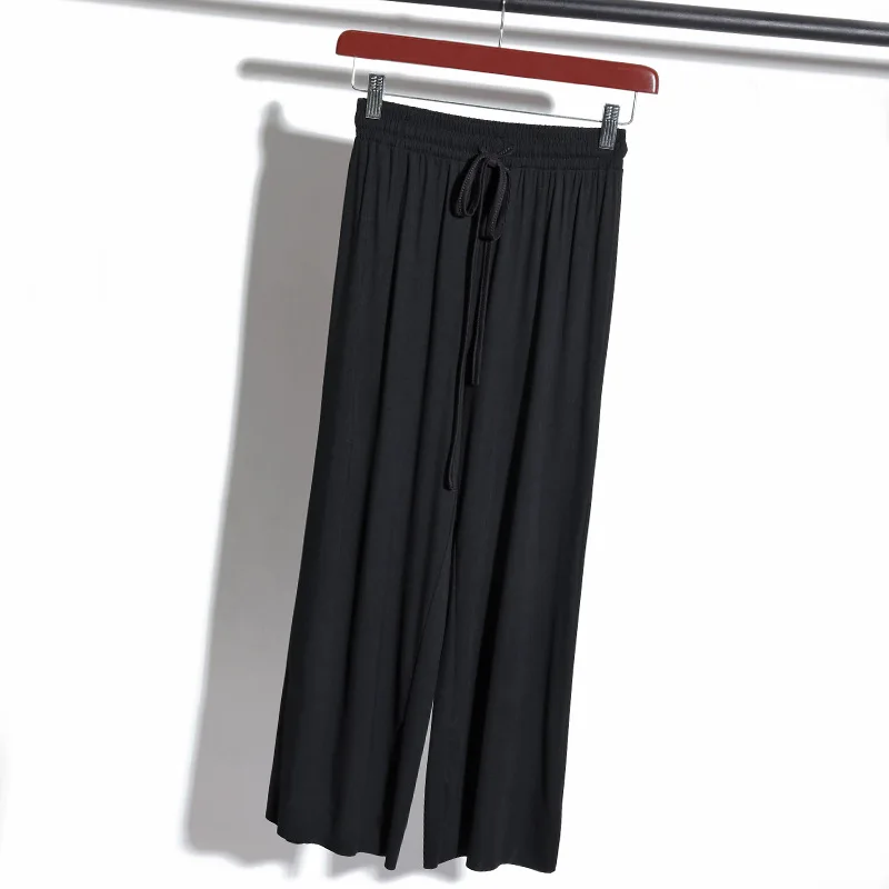 Женские брюки до щиколотки с высокой талией широкие весенние свободные