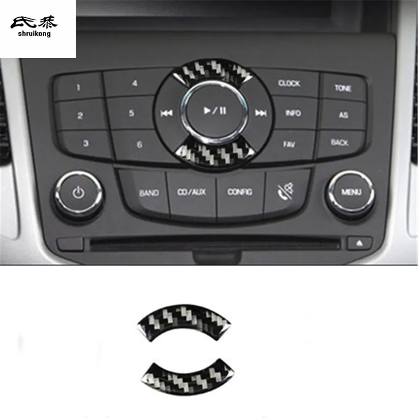 

2pcs/lot Epoxy glue real carbon fiber Central control CD panel decoration cover for 2009-2015 Chevrolet Cruze