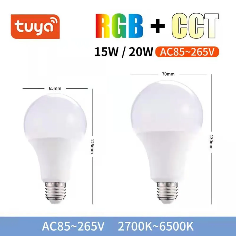 Умный Bluetooth-светильник Tuya e27 RGB светодиодный светильник с регулируемой яркостью и