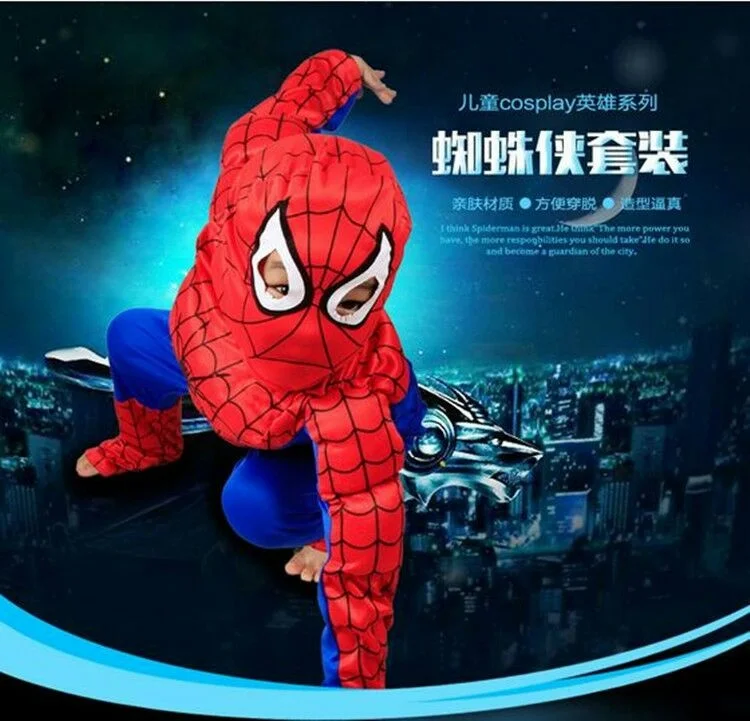 Детский костюм на Хеллоуин костюмы паука Комплекты Одежда для сцены или