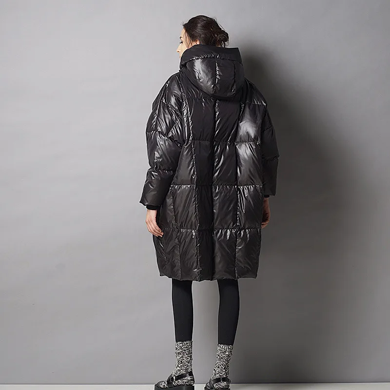 2019 длинная куртка на белом утином пуху Европейское зимнее пальто большого