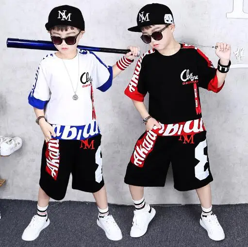 Children Clothing Sets For Boys Summer Short Sleeve Sports Suits Casual Kids Tracksuits Teenage Outfits 8 10 12 Years | Детская одежда