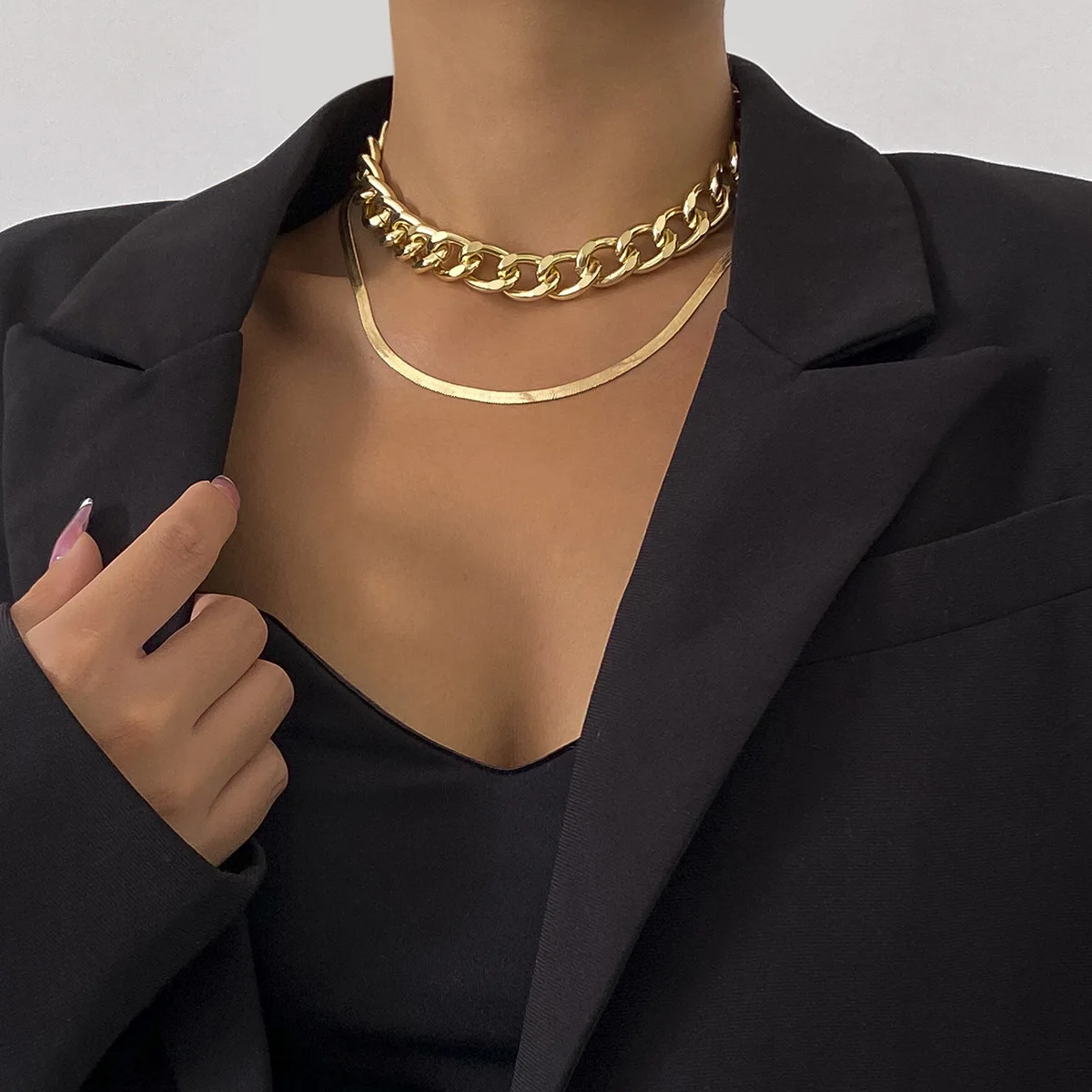 Многослойное толстое короткое ожерелье до ключиц мужское Ретро стандартное