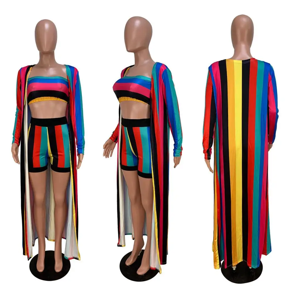 

Striped Print Bikini 2020 Female Swimsuit Women High Waist Swimming Suits+Beach Cover Ups 3 Piece Swimsuit Summer Swimwear