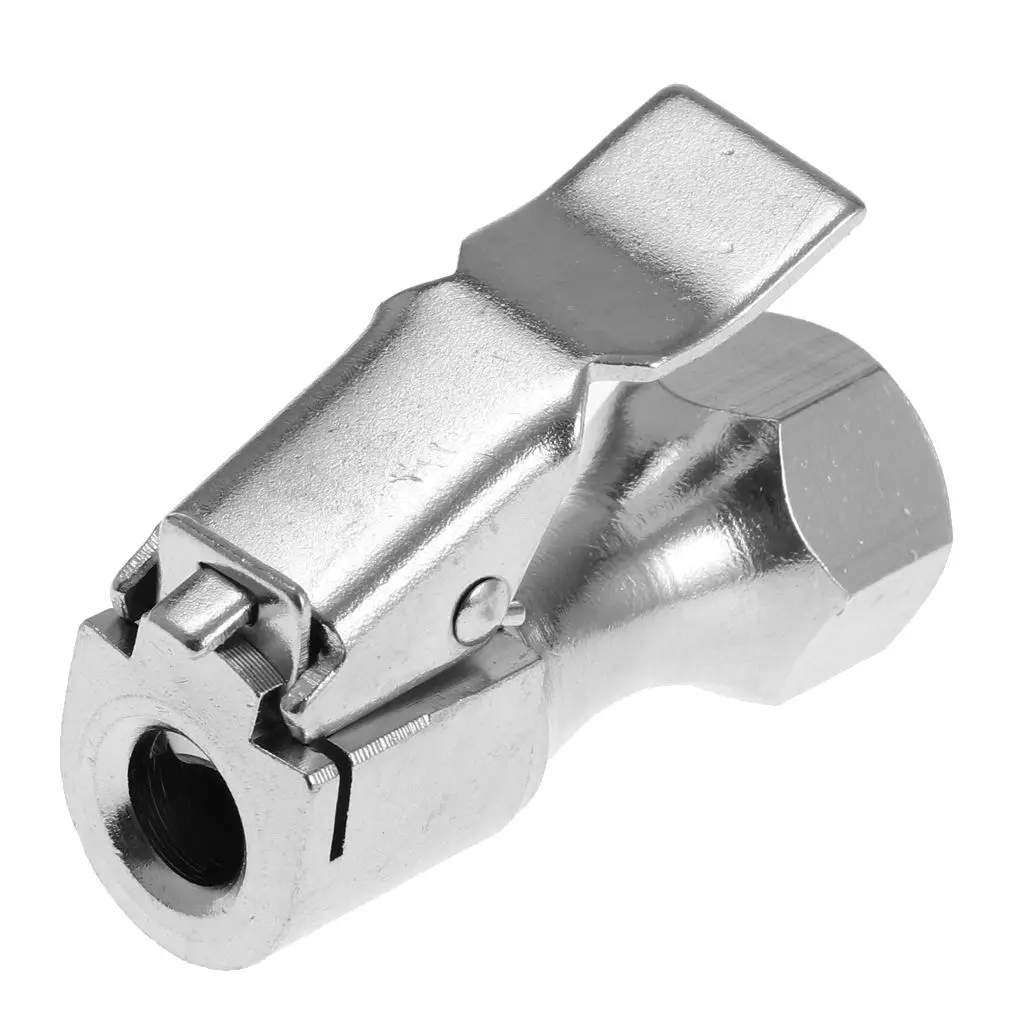 

Straight Lock On Tire Chuck Open Air Inflator 1/4" NPT Thread Silver