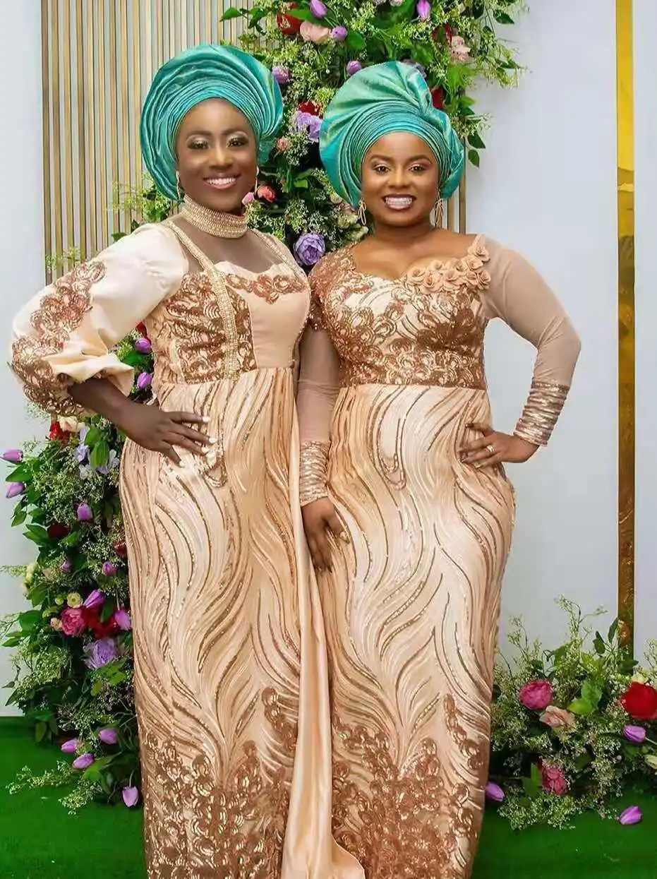 Элегантные высококачественные французские нигерийские блестки сетчатые