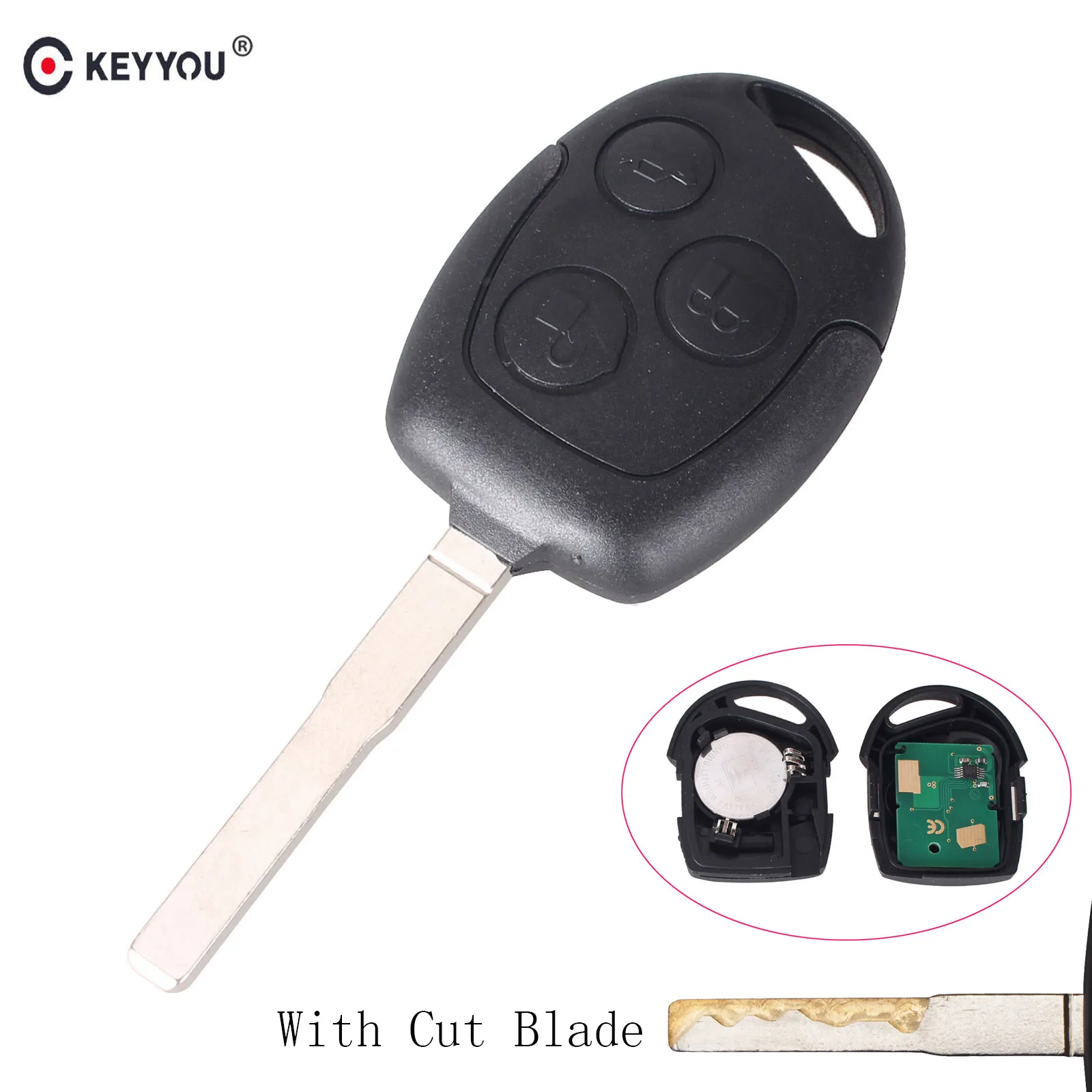 KEYYOU 3 кнопки 433 Мгц дистанционный ключ для входа без чипа Ford /Mondeo /Fiesta /Focus /Ka Transit