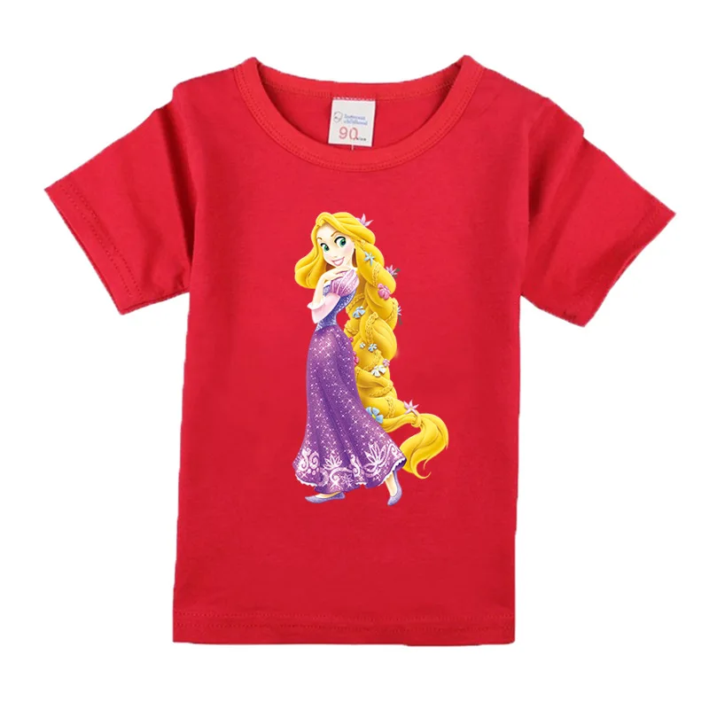 2021 Summer Fashion Rapunzel Princess Baby Clothing girls T-Shirts Children Cotton Casual T Shirt Kids Tops Tee | Мать и ребенок
