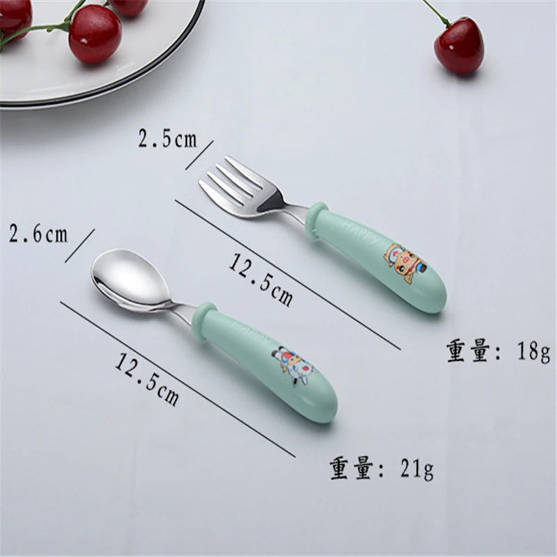 

Baby Gadgets Tableware Set Children Utensil Stainless Steel Toddler Dinnerware Cutlery Cartoon Infant Food Feeding Spoon Fork