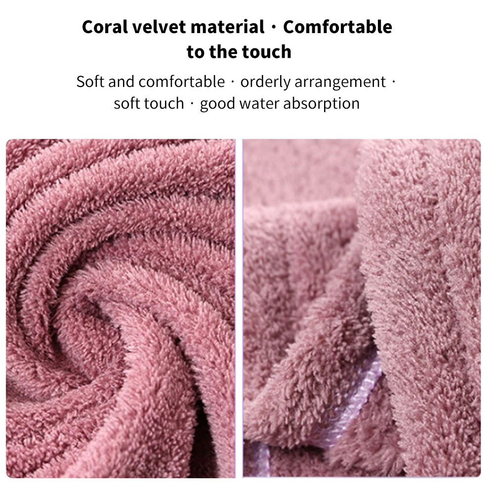 

Coral Fleece Towel With Shower Hat High Absorbent Quick Drying Towel Warm Pure Color Fabric Bath Towel Bath Blanket Bathrobe