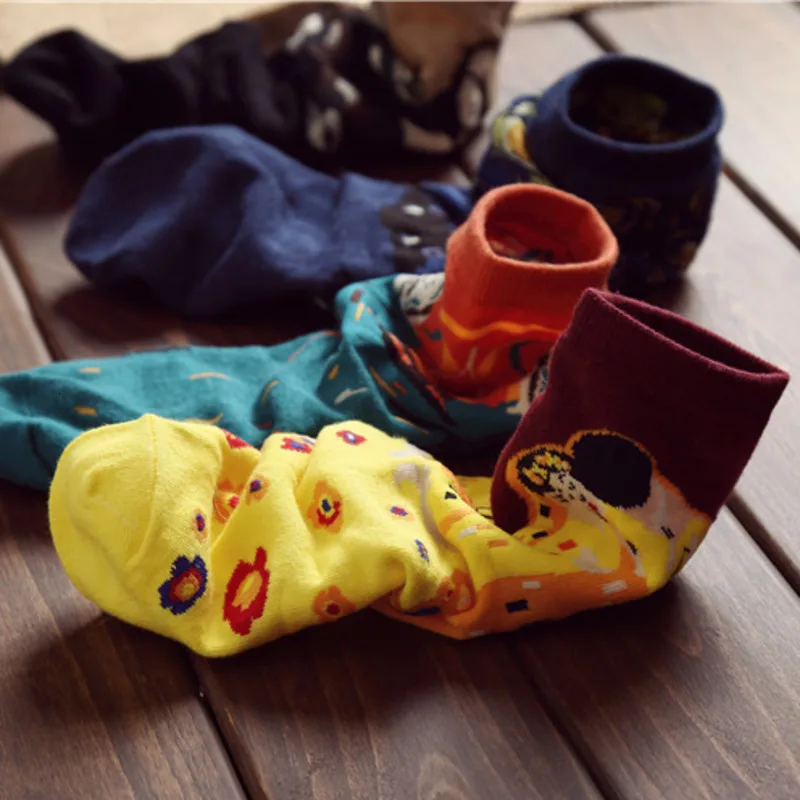 PEONFLY модные художественные носки из чесаного хлопка новинка 2019 Необычные