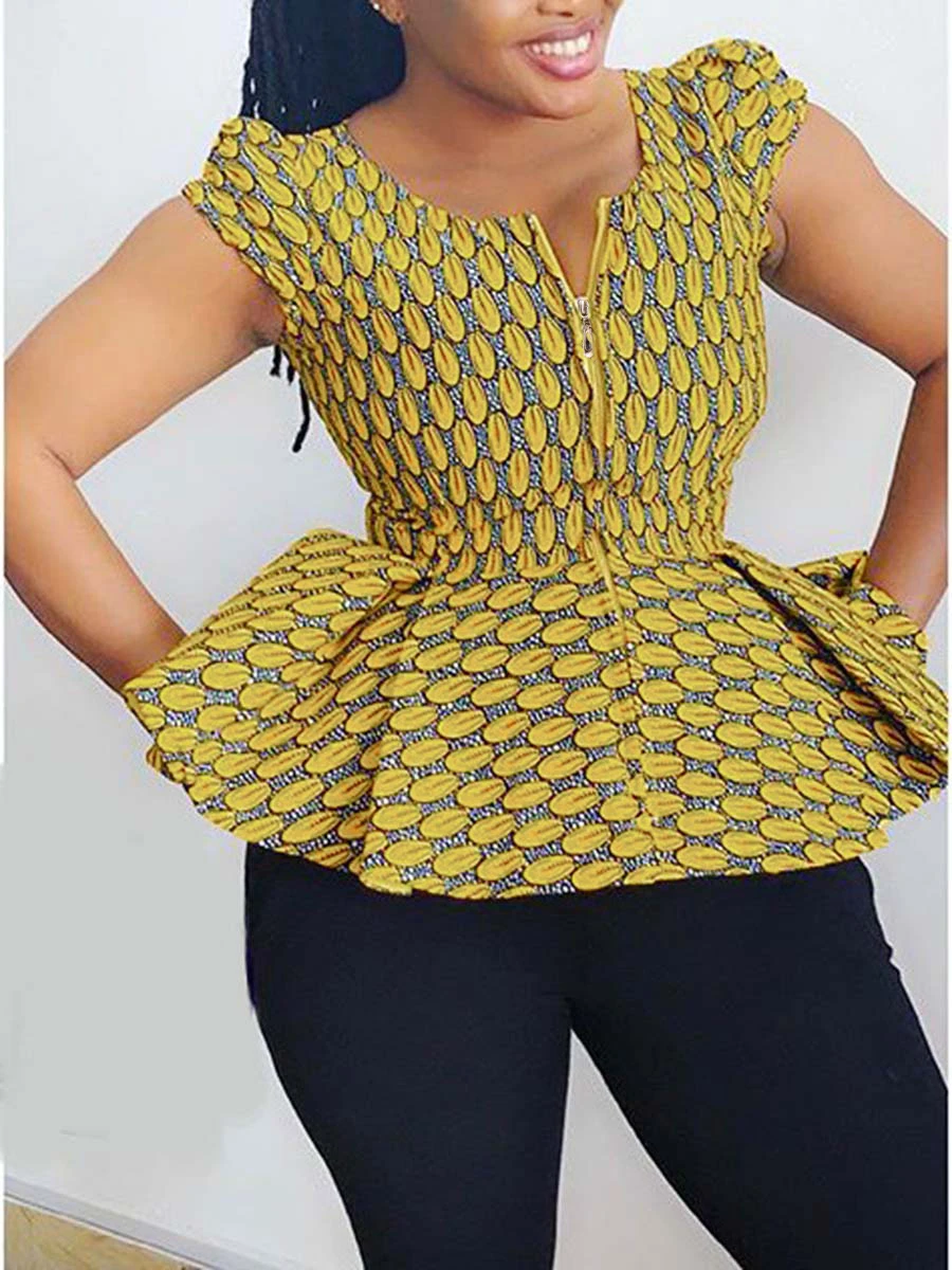 Блузка с v образным вырезом африканская мода геометрический стандарт короткий