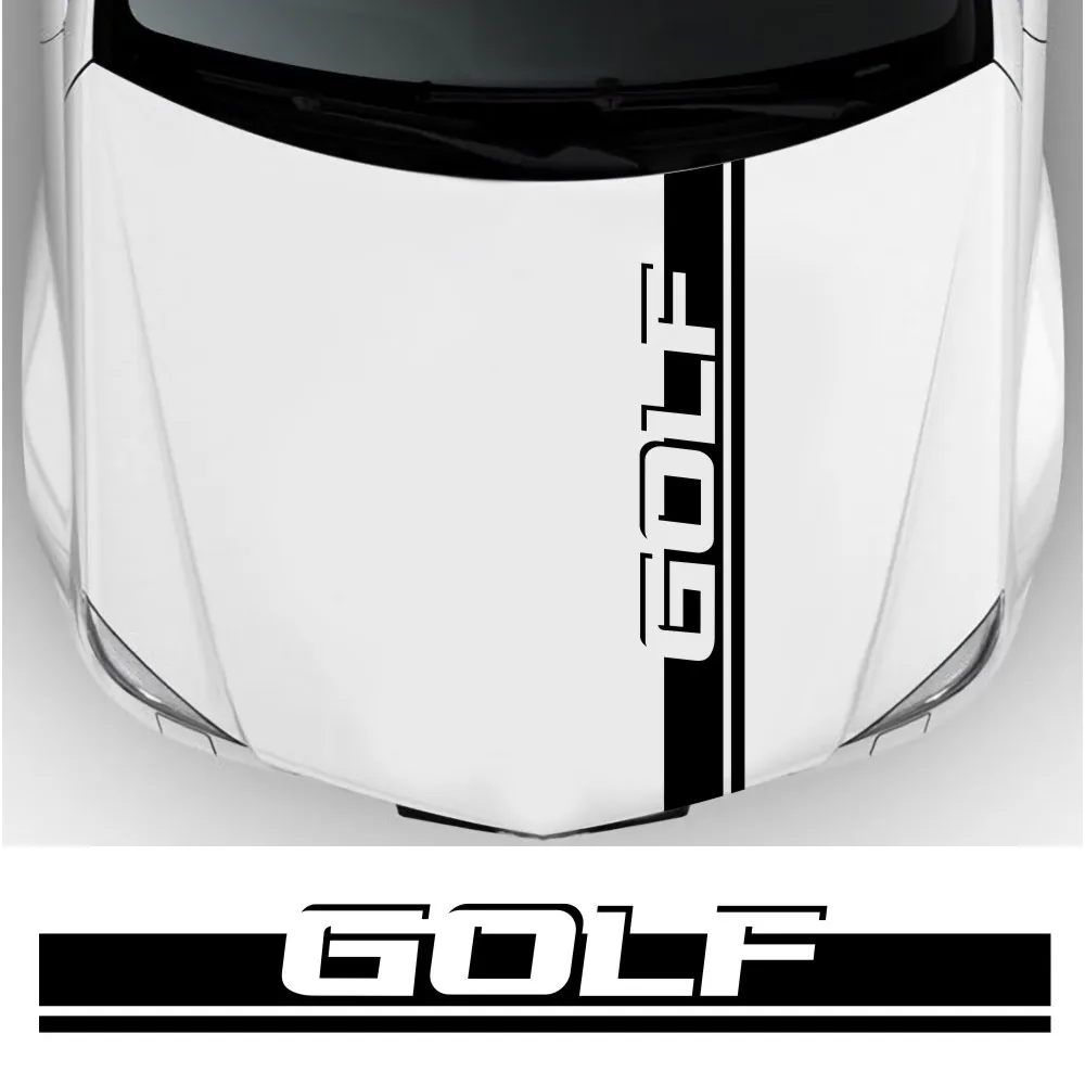 

1PCS Fashion sports car racing stripes For VW Golf GTD MK4 5 6 7 8 - GTI - RLINE - TSI car hood vinyl stickers DIY accessories