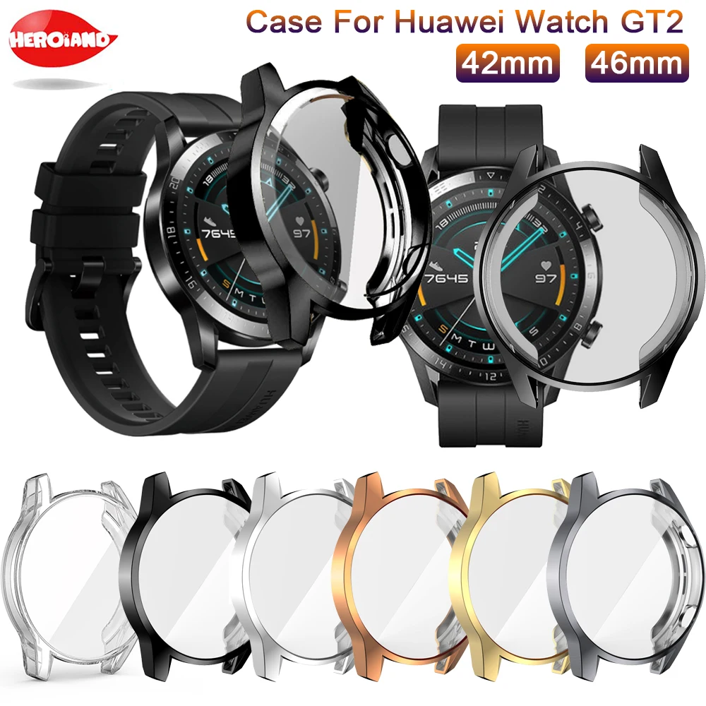 Чехол для Huawei Watch GT2 42 мм, Мягкий защитный чехол из ТПУ для Huawei  Watch GT2 46 мм, полноэкранная Защита, Чехол, рамка, бампер, оболочка |  Электроника | АлиЭкспресс