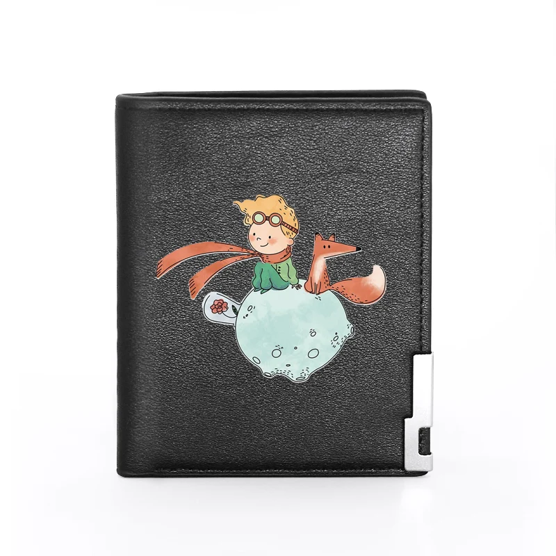 

New Men Women Leather Wallet The Little Prince And Fox Cover Billfold Slim Credit Card/ID Holders Inserts Money Bag Short Purses