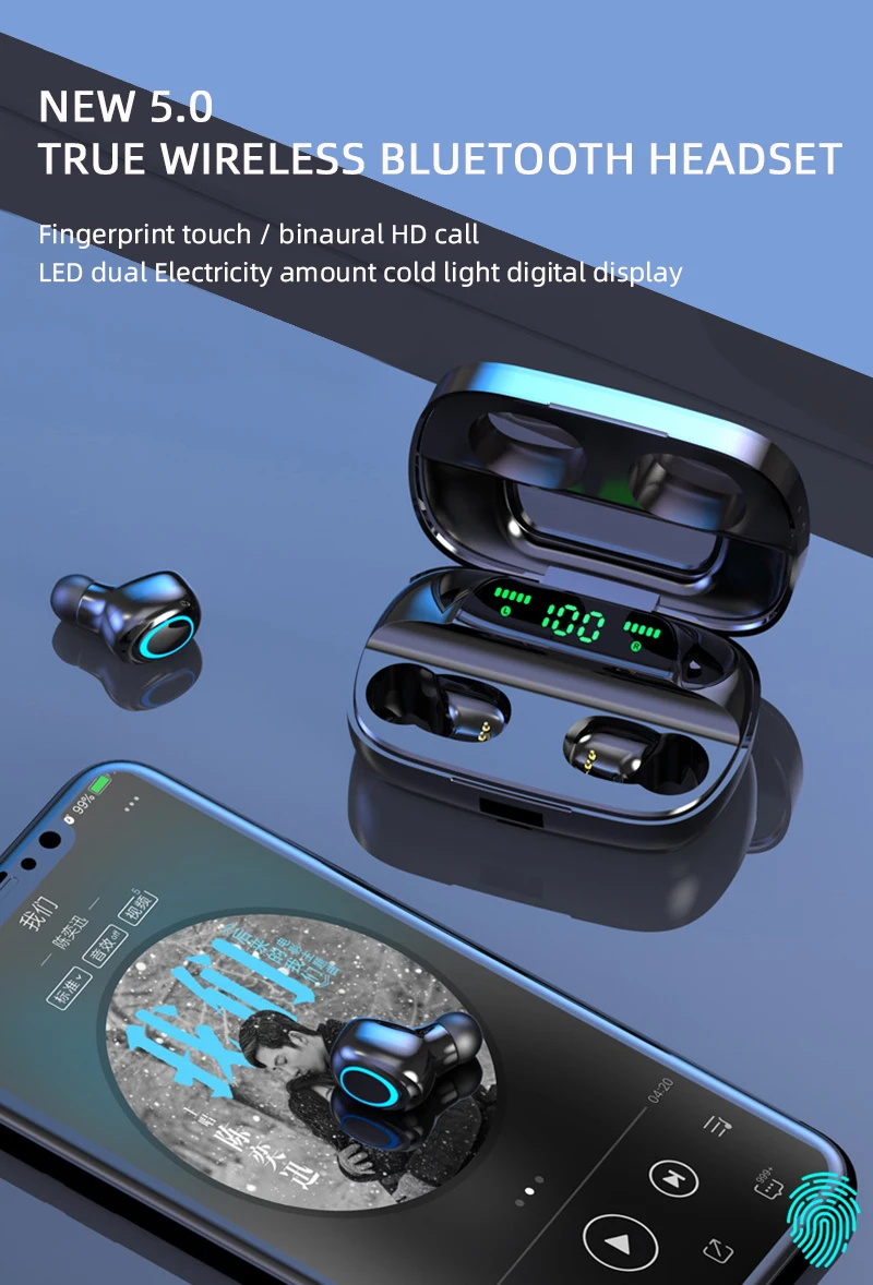 TWS Bluetooth 5,0 наушники IPX5 водонепроницаемые наушники светодиодный дисплей спортивные Беспроводные наушники с зарядным устройством 3500 мАч для xiaomi