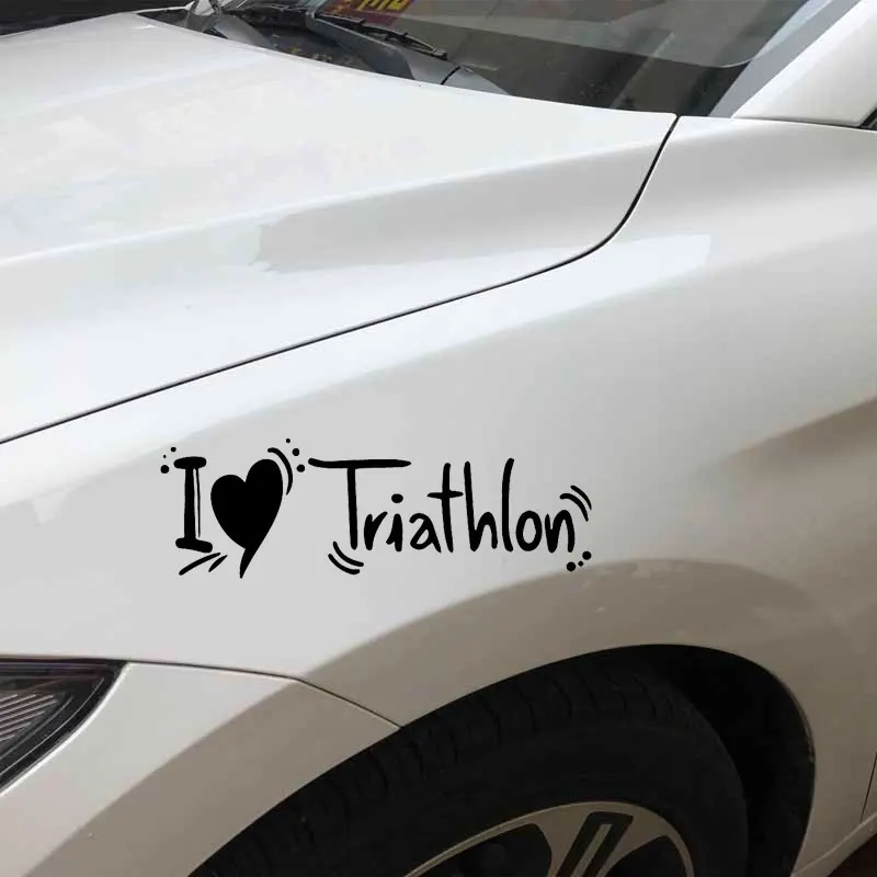 YJZT 17 3 см * 5 6 I Love Triathlon Sport Car Sticker модные милые аксессуары для автомобиля|Наклейки