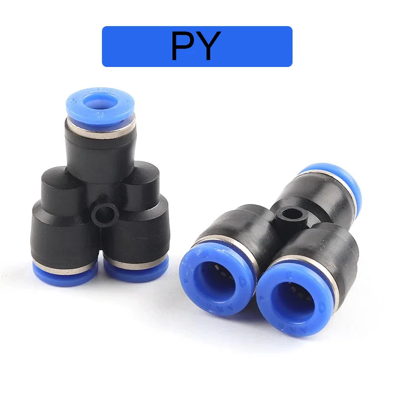 

PY 3 Way Port Y Shape Air Pneumatic 4mm 6mm 8mm 10mm 12mm 14mm 16mm Push in Gas Plastic Pipe Fitting Connectors Quick Fittings