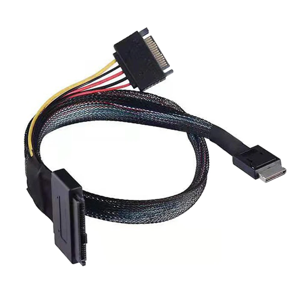 

Кабель SFF8611 SATA, 38 контактов в U.2 SAS SFF-8639 + 15 контактов SATA, кабель для подключения данных сервера для настольного ПК, 0,5 м