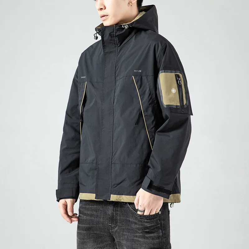 

Japanese Casual Hooded Windbreaker Jacket Men 2021 Spring and Autumn Loose Tooling Jacket Mens Fashion Clothing Trends